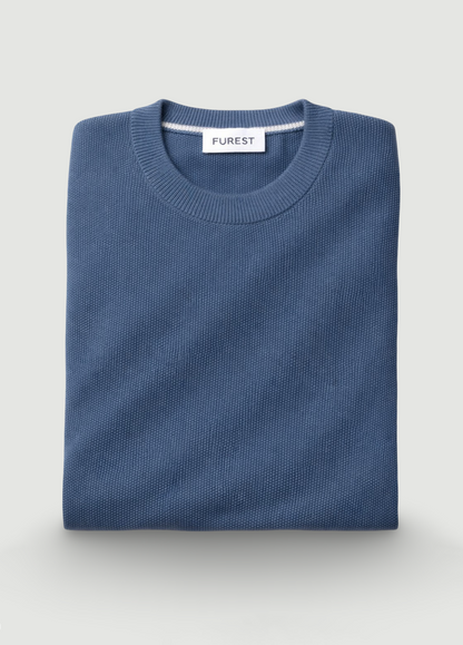 Jersey cuello redondo punto arroz azul