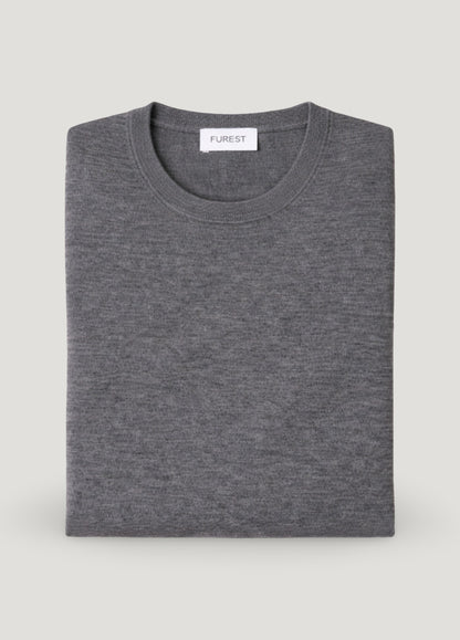 Jersey cuello redondo lana merino gris oscuro