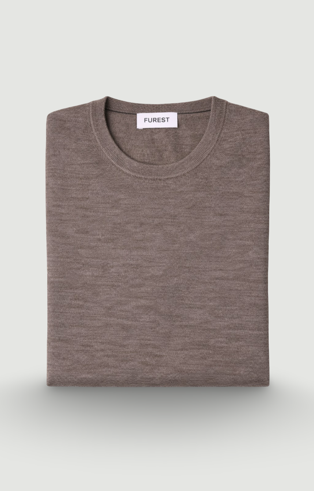 Jersey cuello redondo lana merino tostado