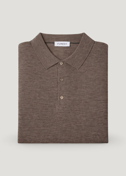 Jersey cuello polo lana merino visón