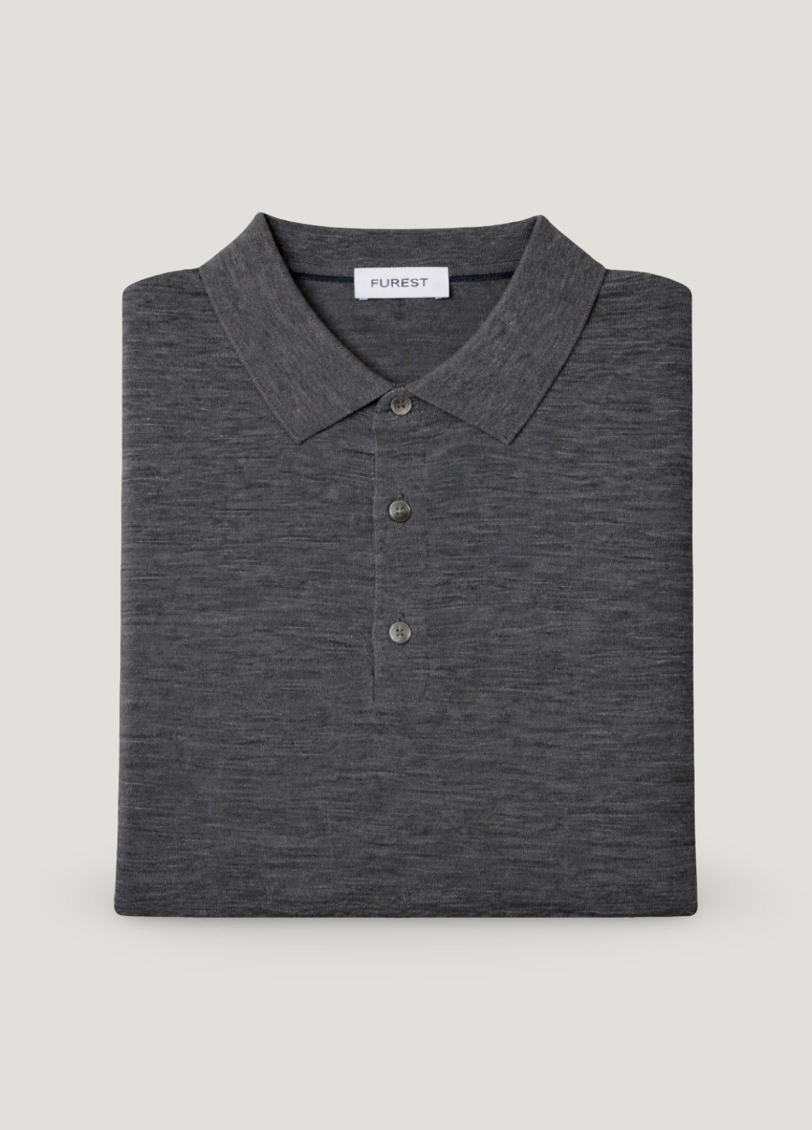 Jersey cuello polo lana merino gris oscuro
