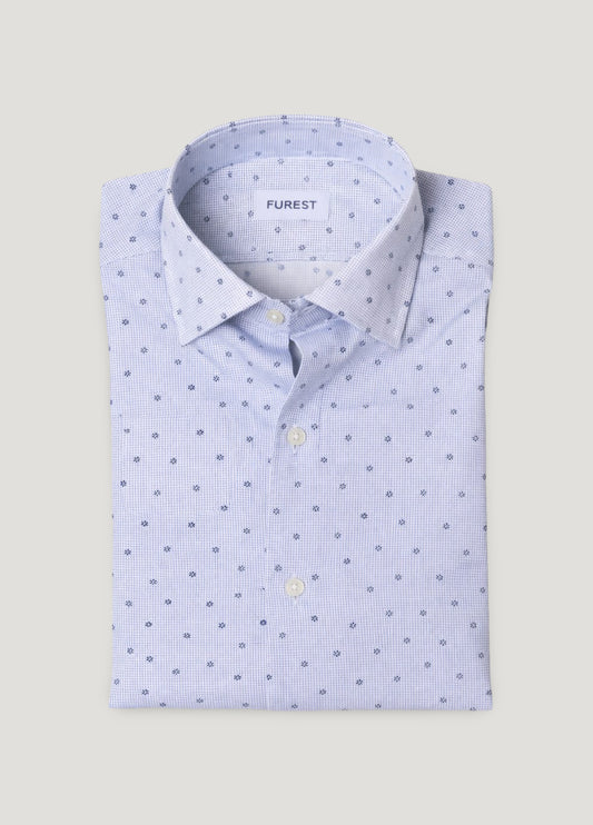 Camisa sport microdibujo azul