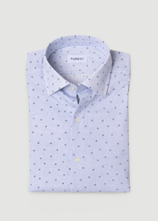 Camisa sport microdibujo azul