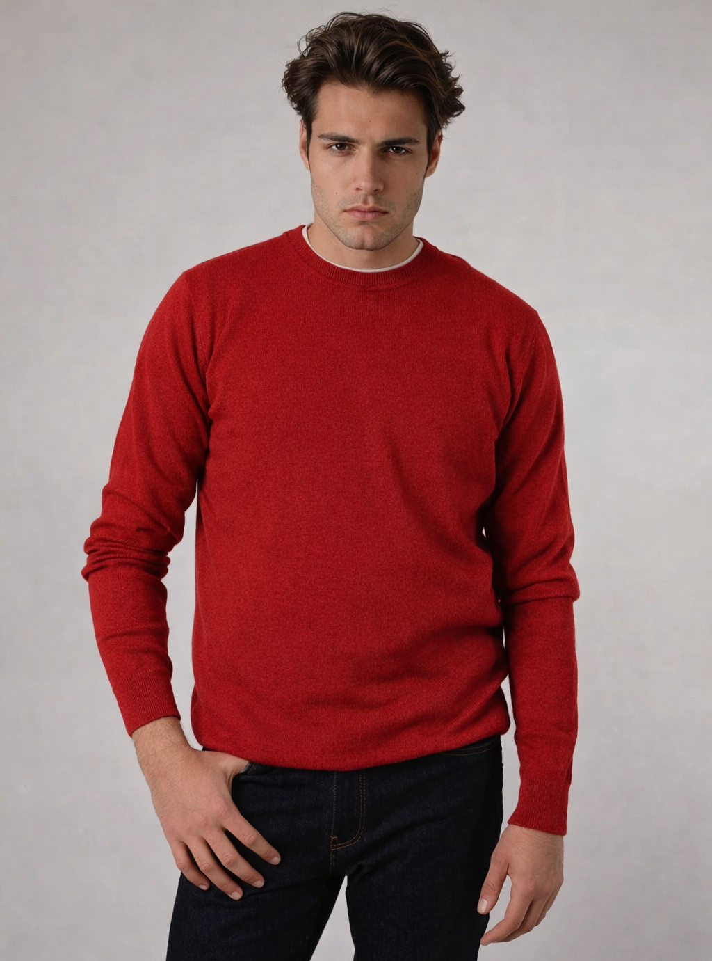 Jersey cuello redondo lana teja