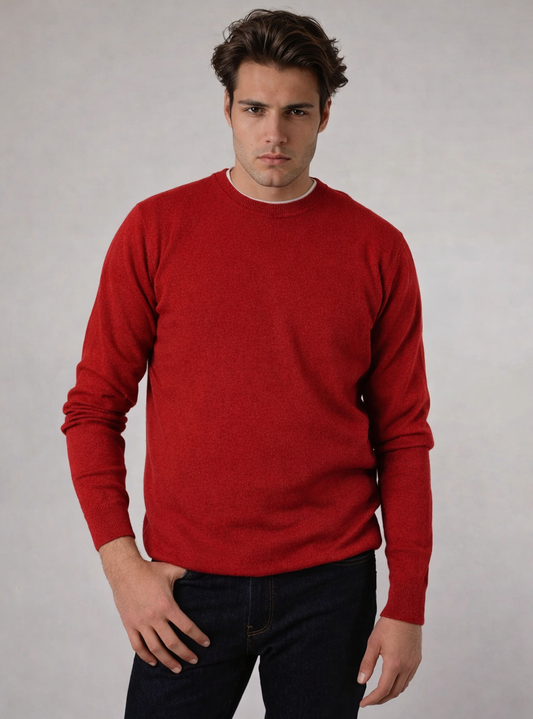 Jersey cuello redondo lana teja