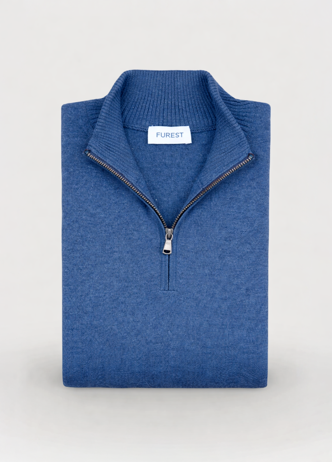 Jersey cuello zip lana azul