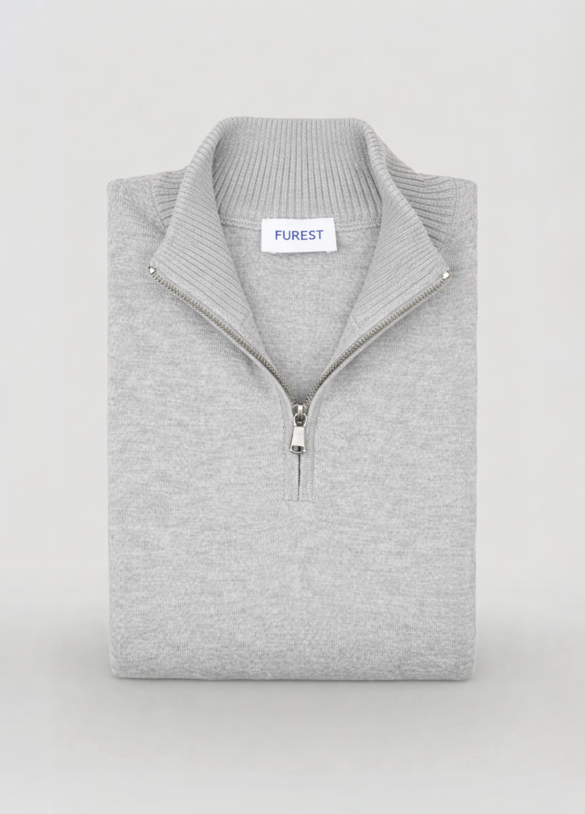 Jersey cuello zip lana gris perla