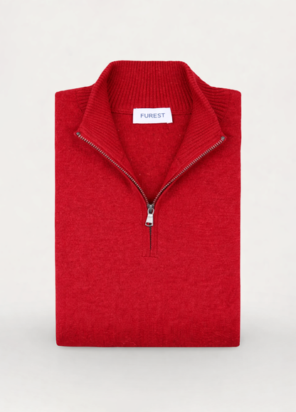 Jersey cuello zip lana teja