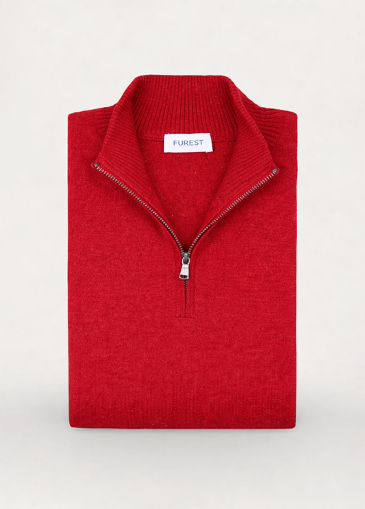 Jersey cuello zip lana teja