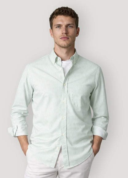 Green striped oxford shirt