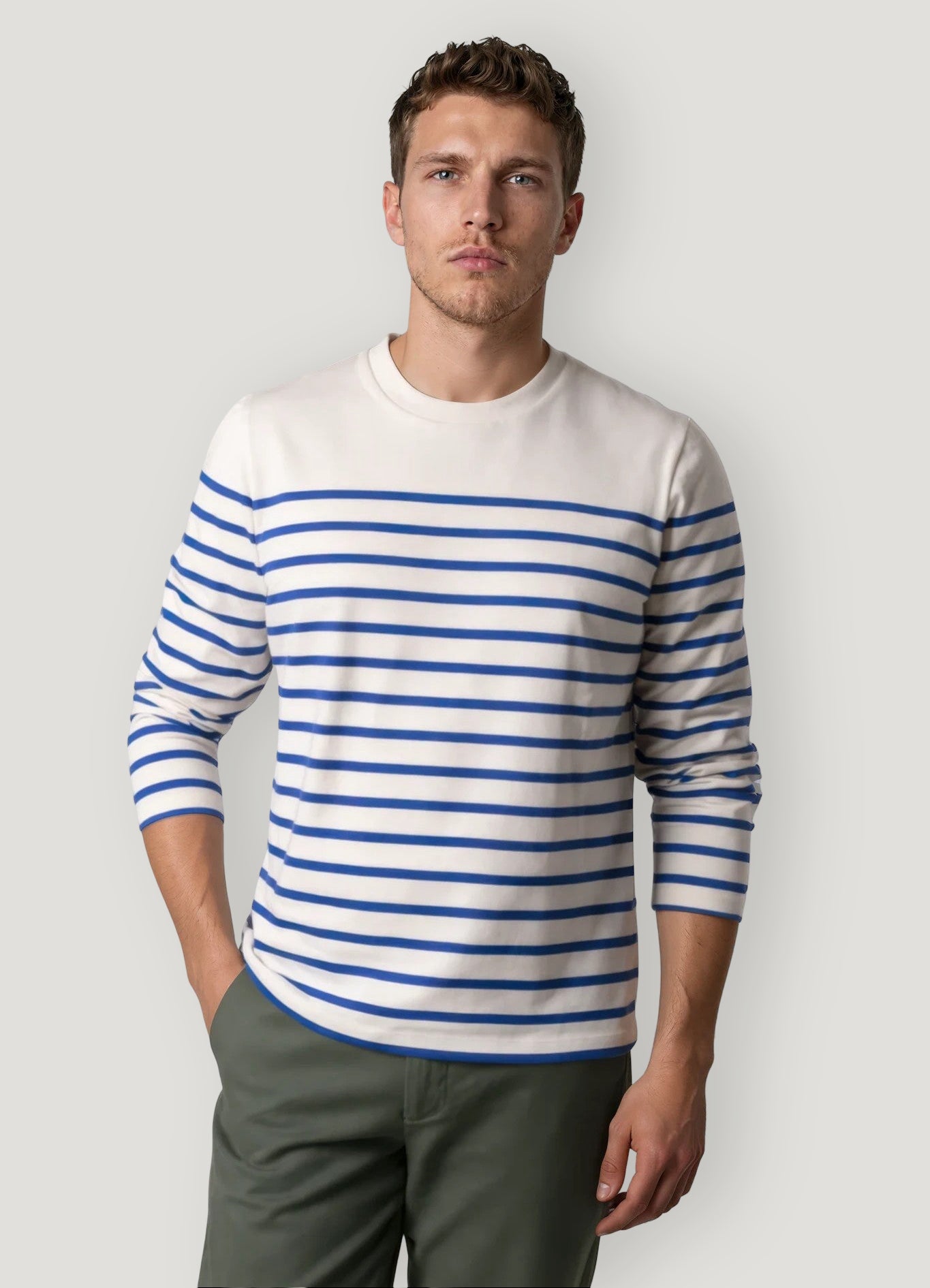 Camiseta manga larga rayas azul