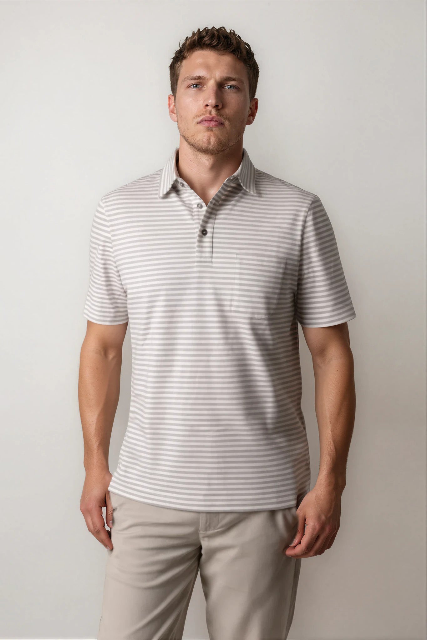 Polo manga corta rayas gris (PROXIMAMENTE)