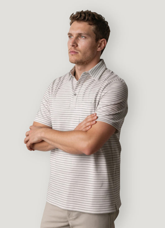 Polo manga corta rayas gris