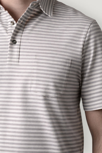 Polo manga corta rayas gris