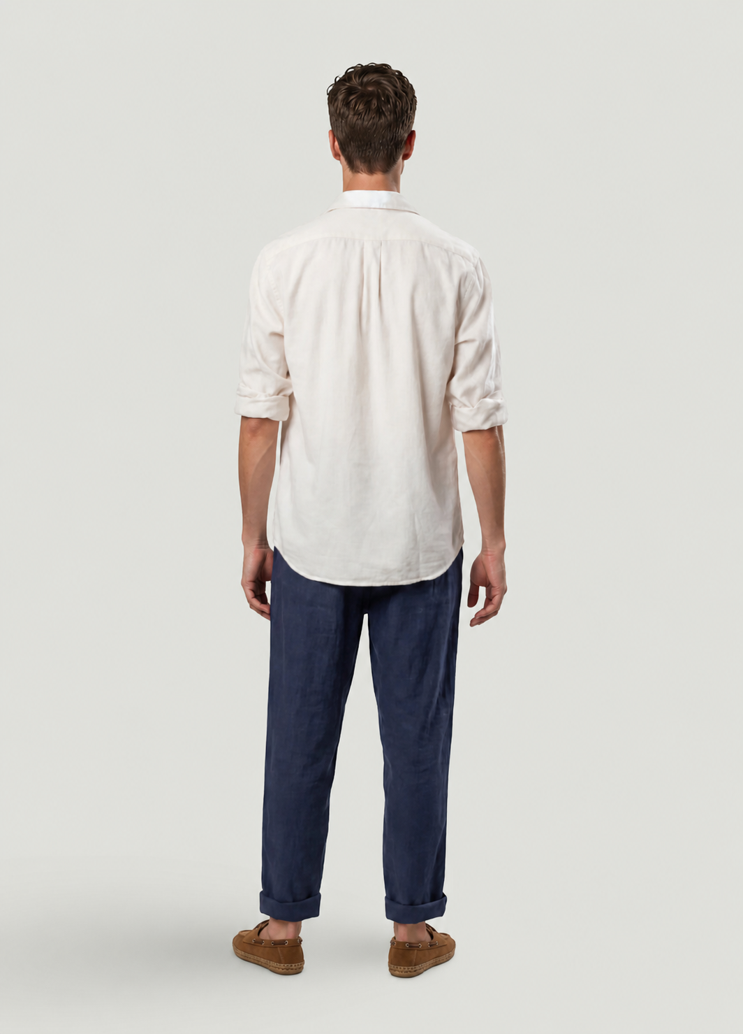 Camisa sport polera lino y algodón crudo