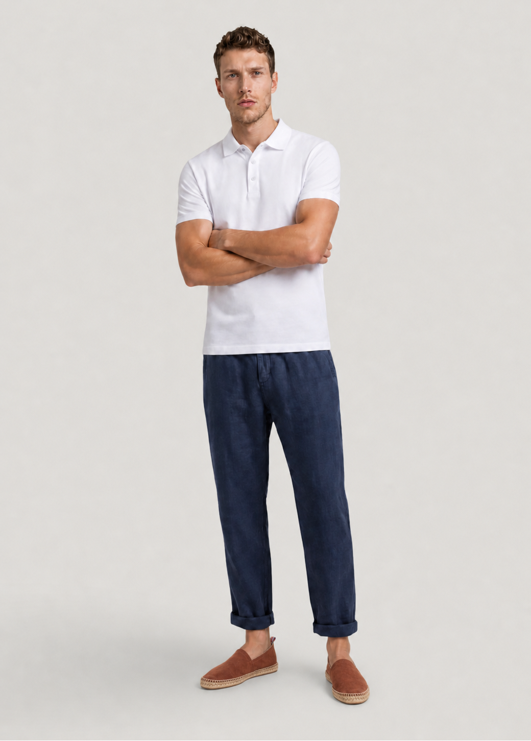 Navy linen jogger pants