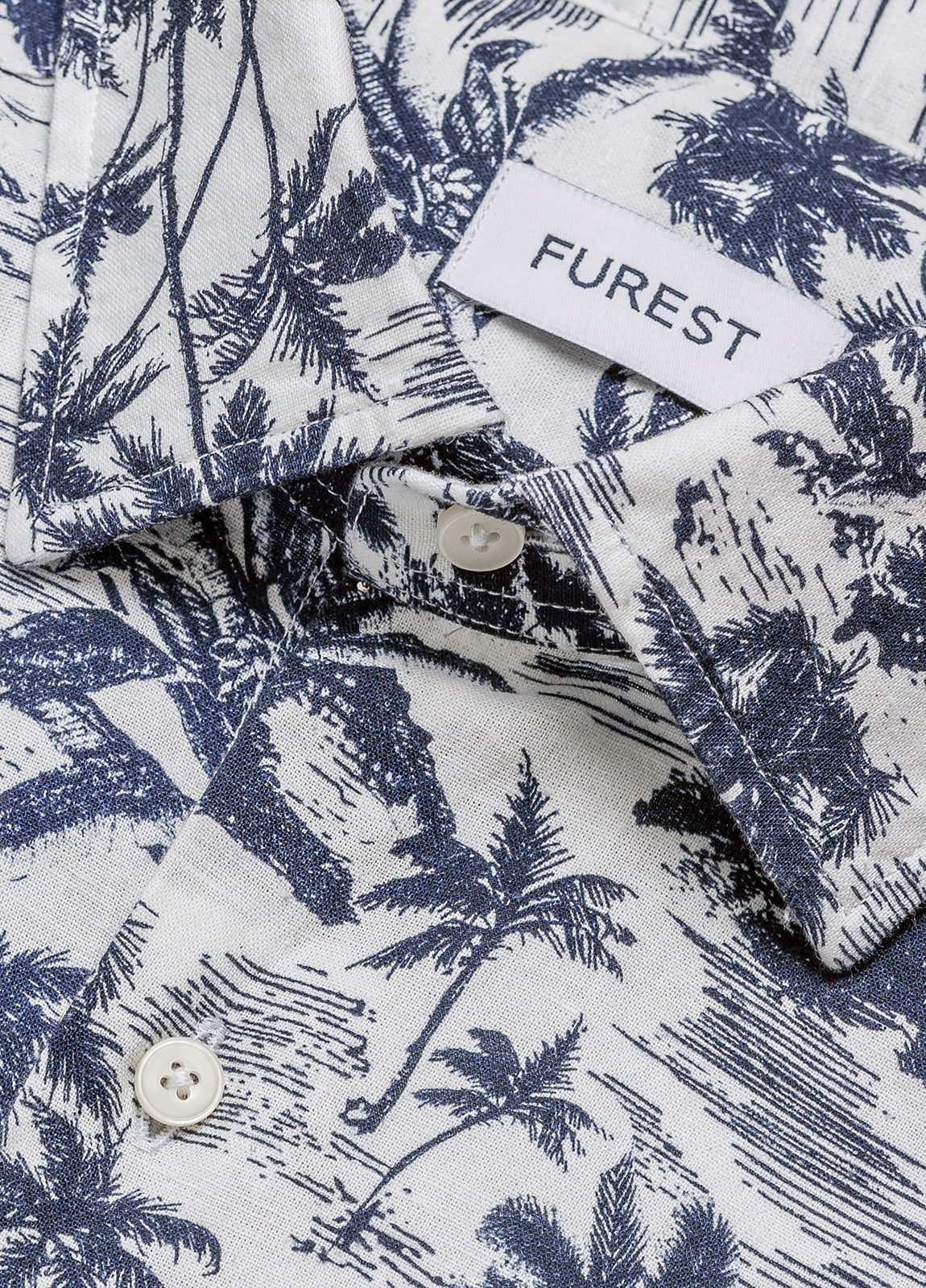 Navy blue palm tree print sport shirt