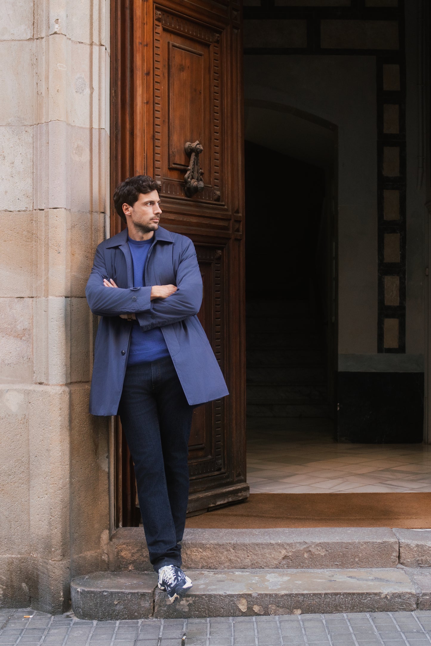 Pantalón chino gabardina azul marino