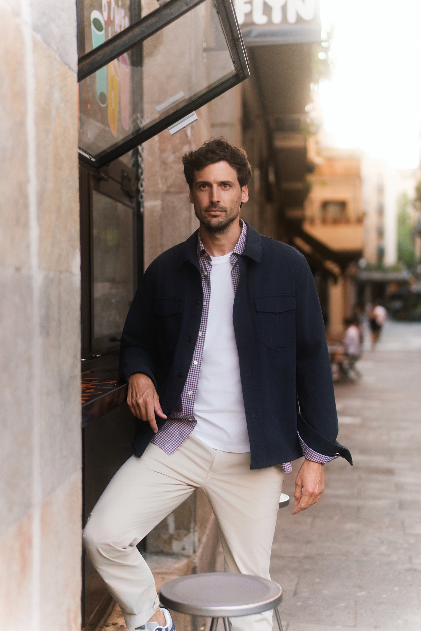 Beige gabardine chino pants