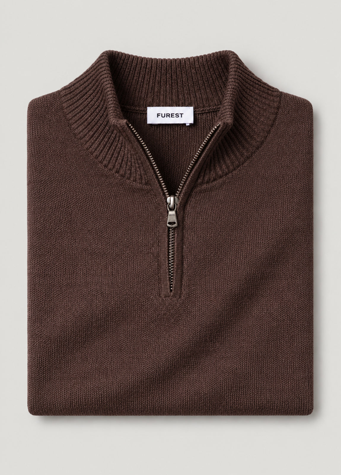 Jersey cuello zip punto de arroz marron