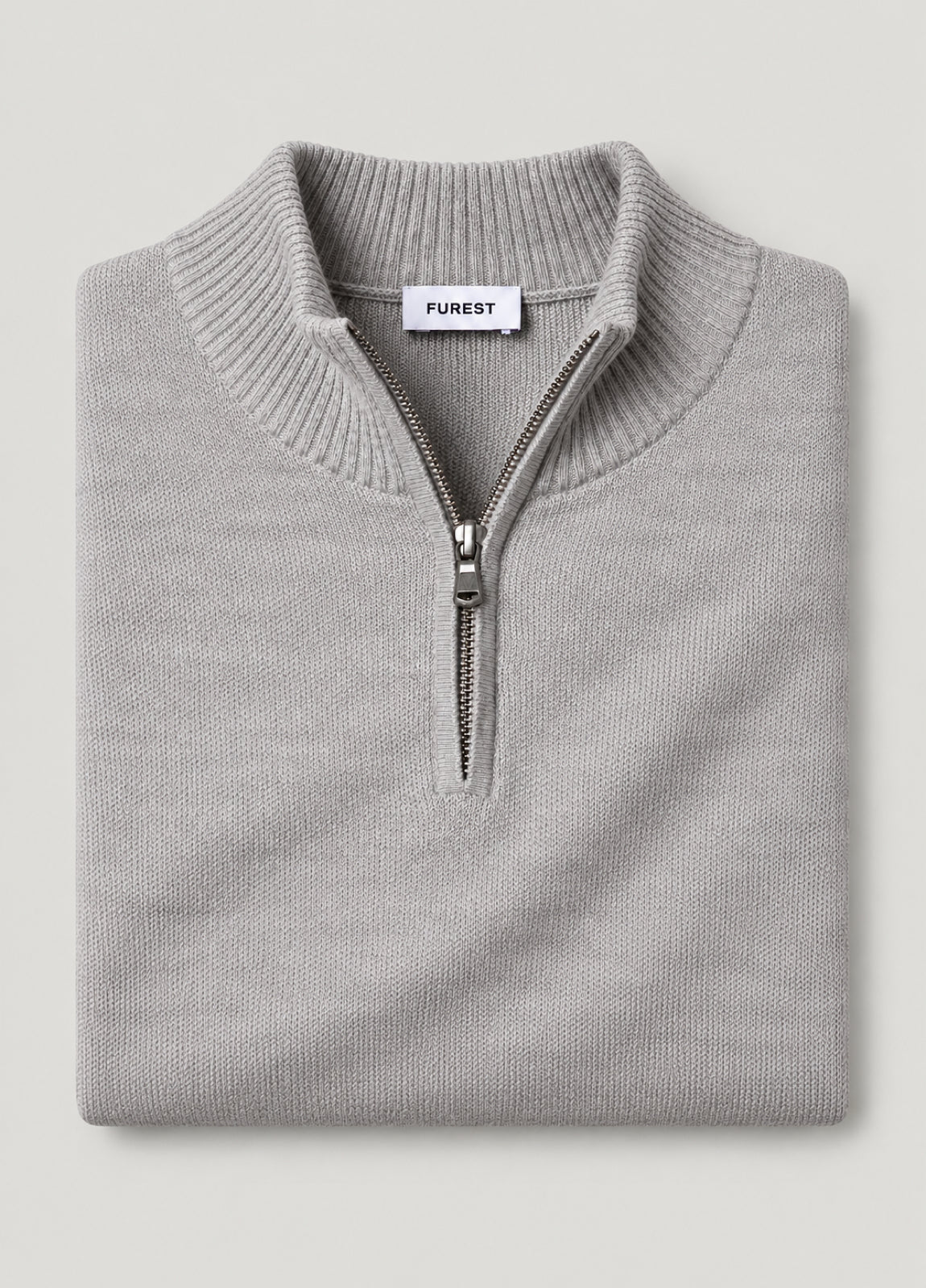 Jersey cuello zip punto de arroz gris perla