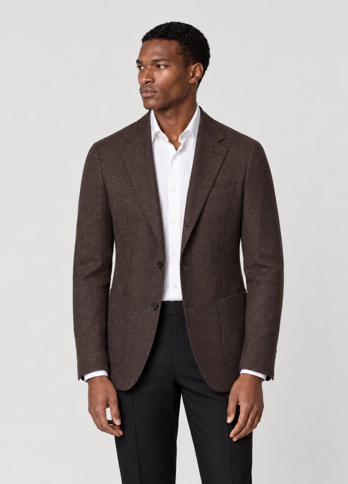 Blazer Oxford Tailored Fit 2 botones marrón jaspeado