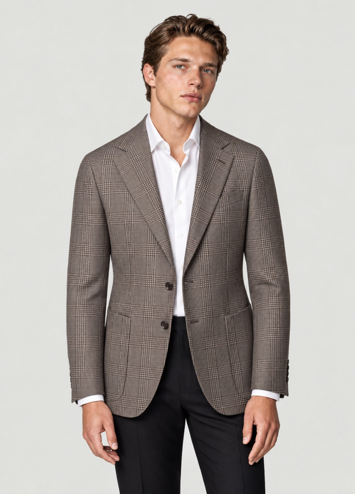 Blazer Oxford Tailored Fit 2 botones príncipe de Gales beige
