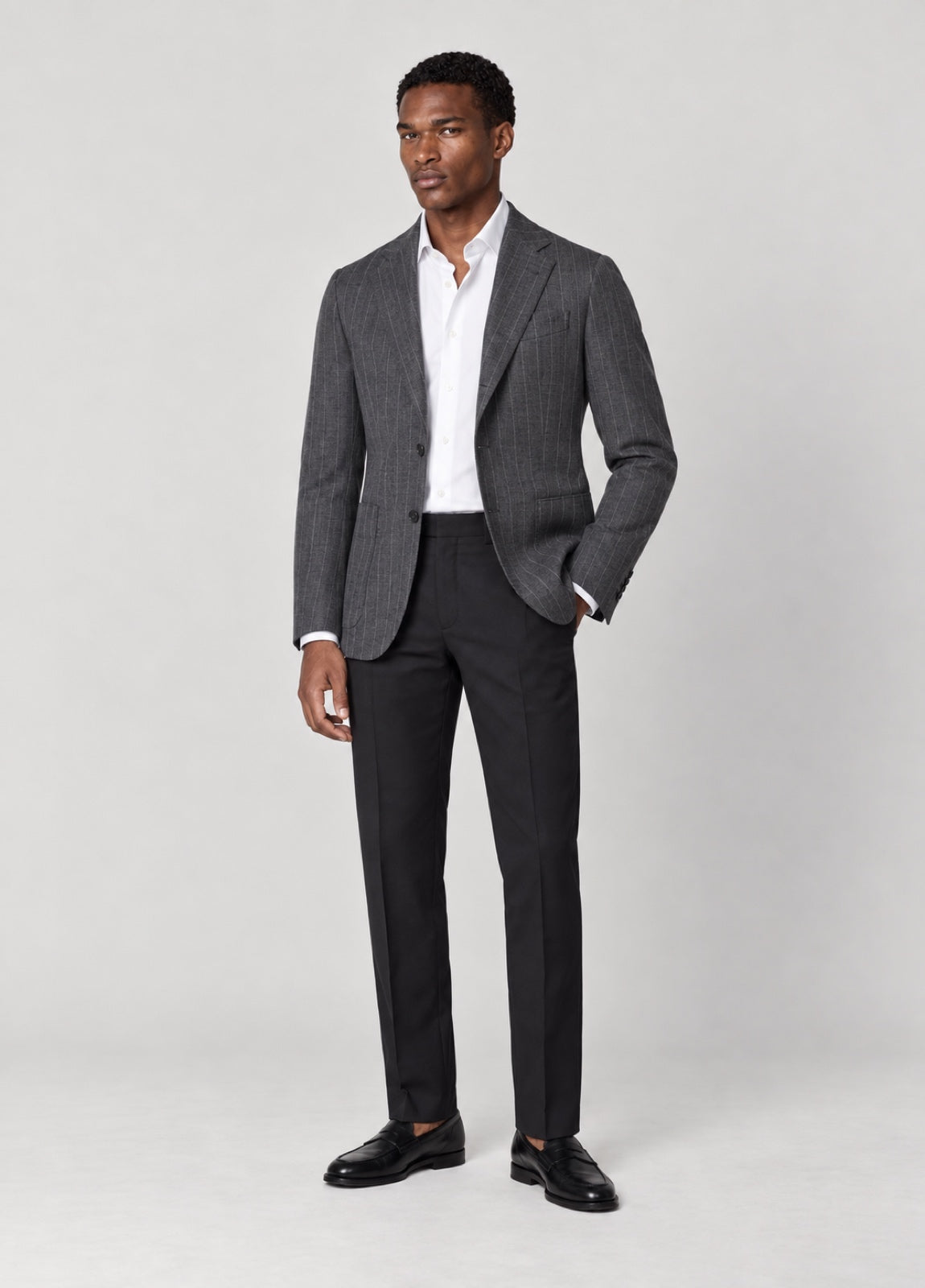 Blazer Oxford Tailored Fit 2 botones gris raya diplomática