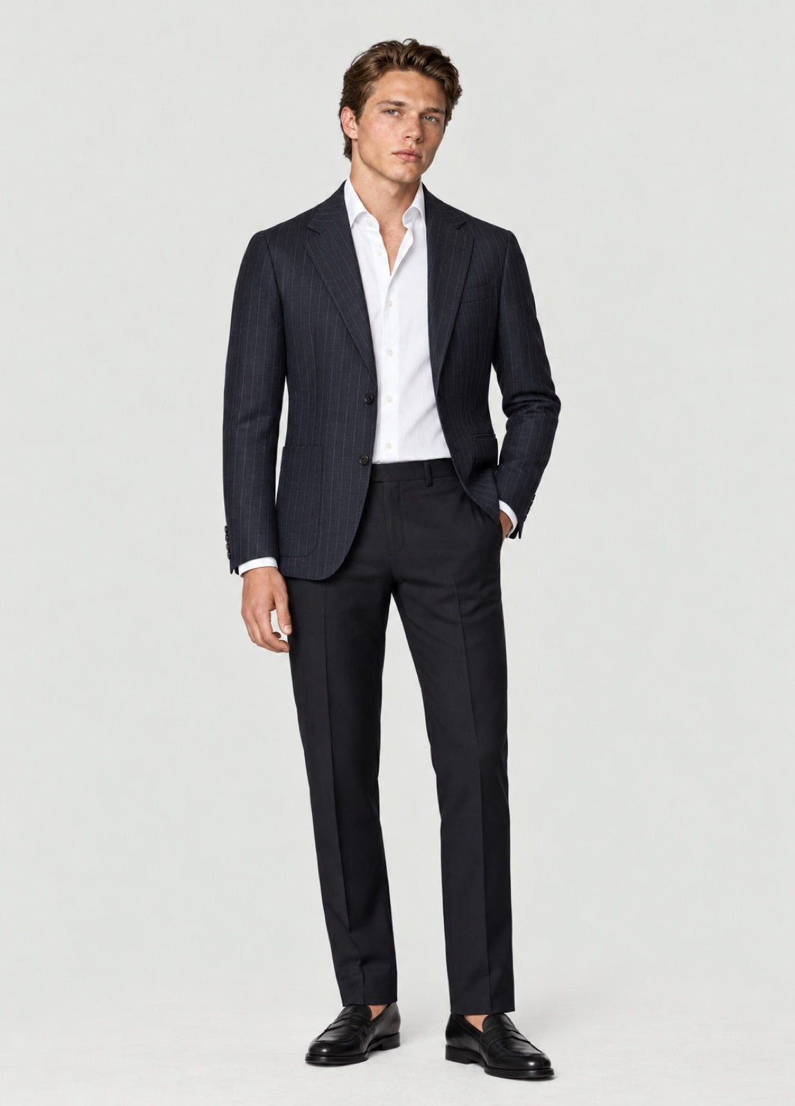 Blazer Oxford Tailored Fit 2 botones marino raya diplomática