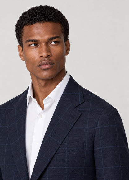 Blazer Oxford Tailored Fit 2 botones marino cuadro ventana azul