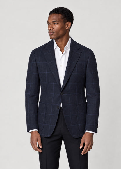 Blazer Oxford Tailored Fit 2 botones marino cuadro ventana azul