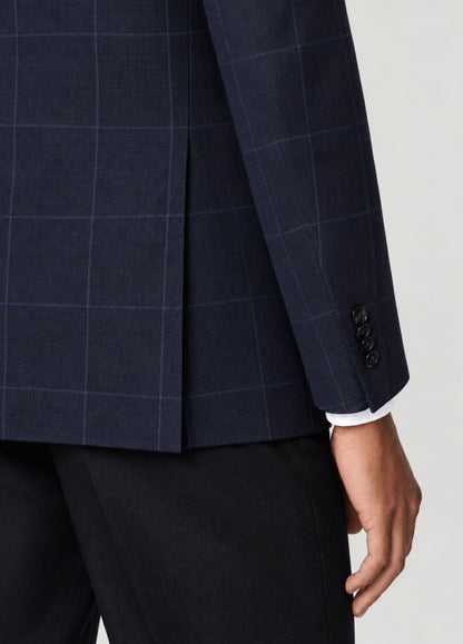 Blazer Oxford Tailored Fit 2 botones marino cuadro ventana azul
