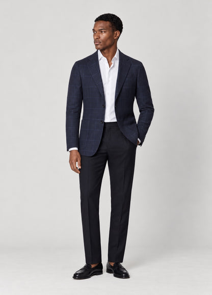 Blazer Oxford Tailored Fit 2 botones marino cuadro ventana azul