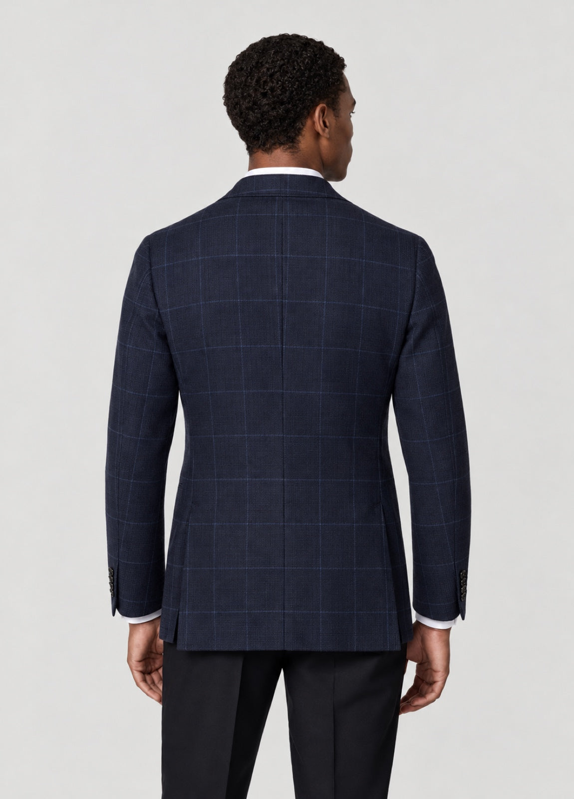 Blazer Oxford Tailored Fit 2 botones marino cuadro ventana azul