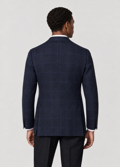 Blazer Oxford Tailored Fit 2 botones marino cuadro ventana azul
