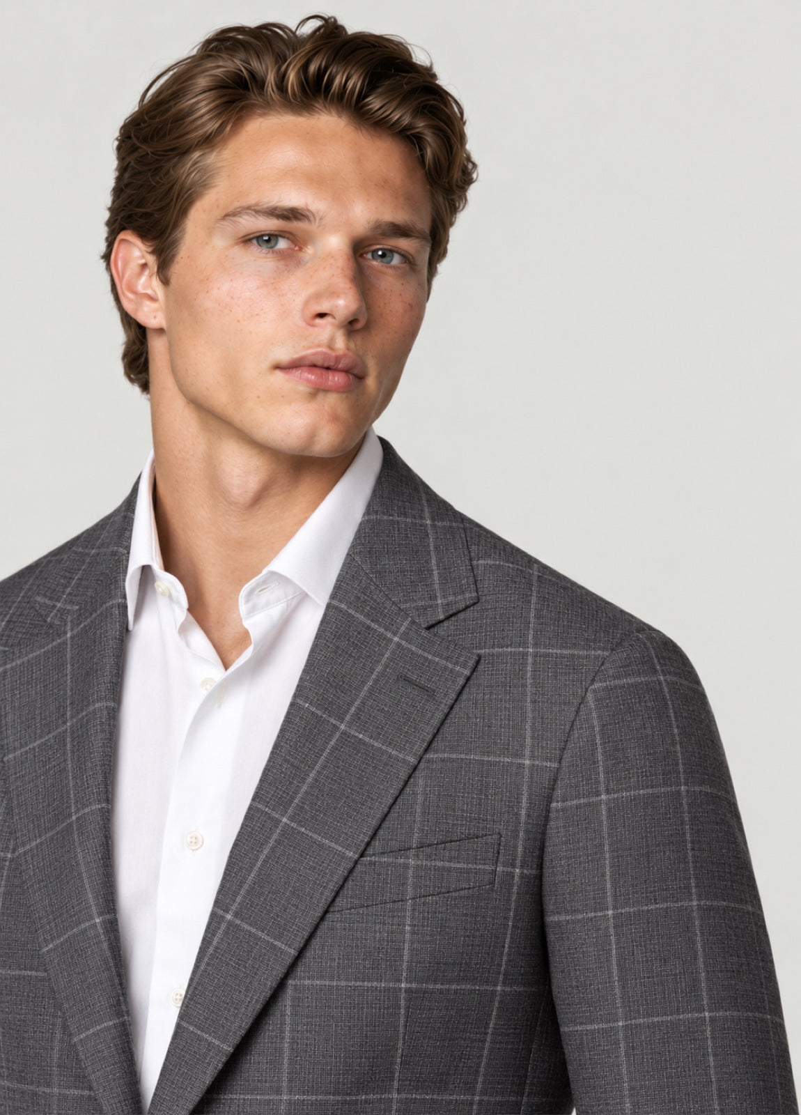 Blazer Oxford Tailored Fit 2 botones gris cuadro ventana
