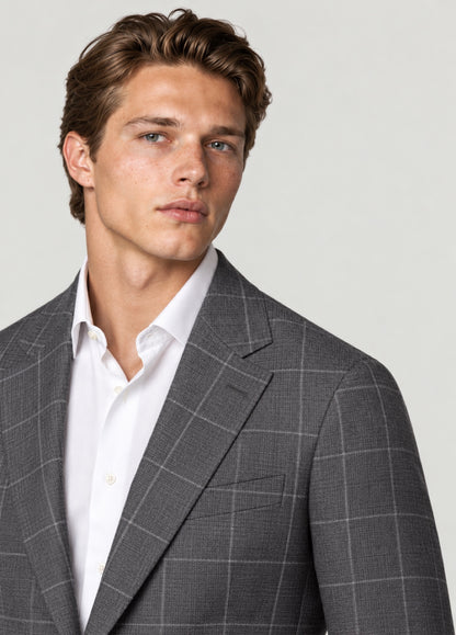 Blazer Oxford Tailored Fit 2 botones gris cuadro ventana