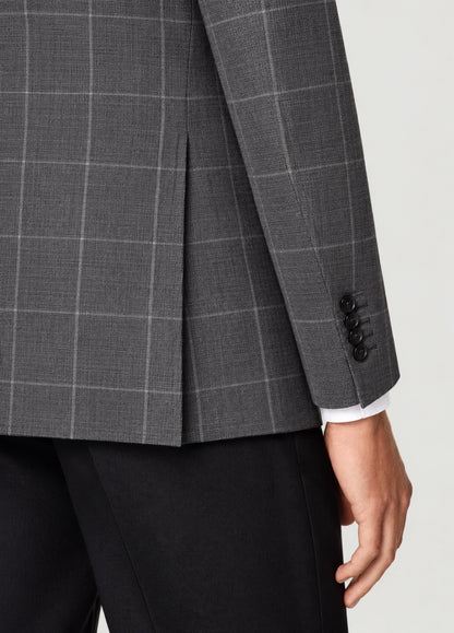 Blazer Oxford Tailored Fit 2 botones gris cuadro ventana