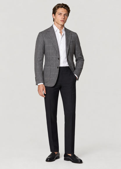 Blazer Oxford Tailored Fit 2 botones gris cuadro ventana