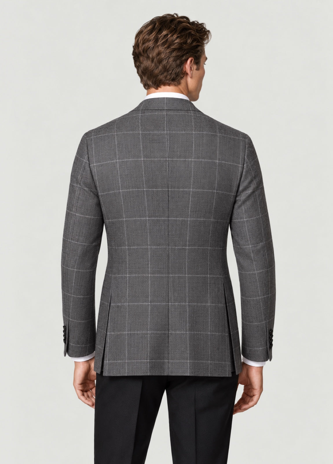 Blazer Oxford Tailored Fit 2 botones gris cuadro ventana