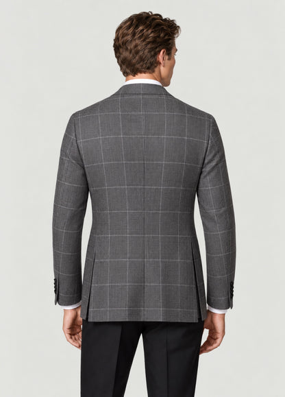 Blazer Oxford Tailored Fit 2 botones gris cuadro ventana