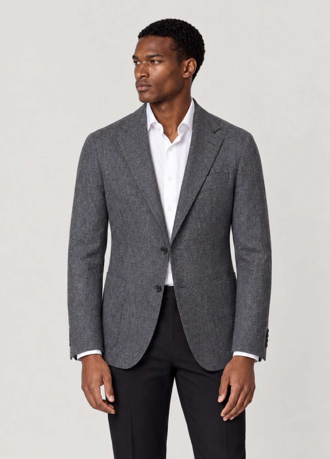 Blazer Oxford Tailored Fit 2 botones gris jaspeado
