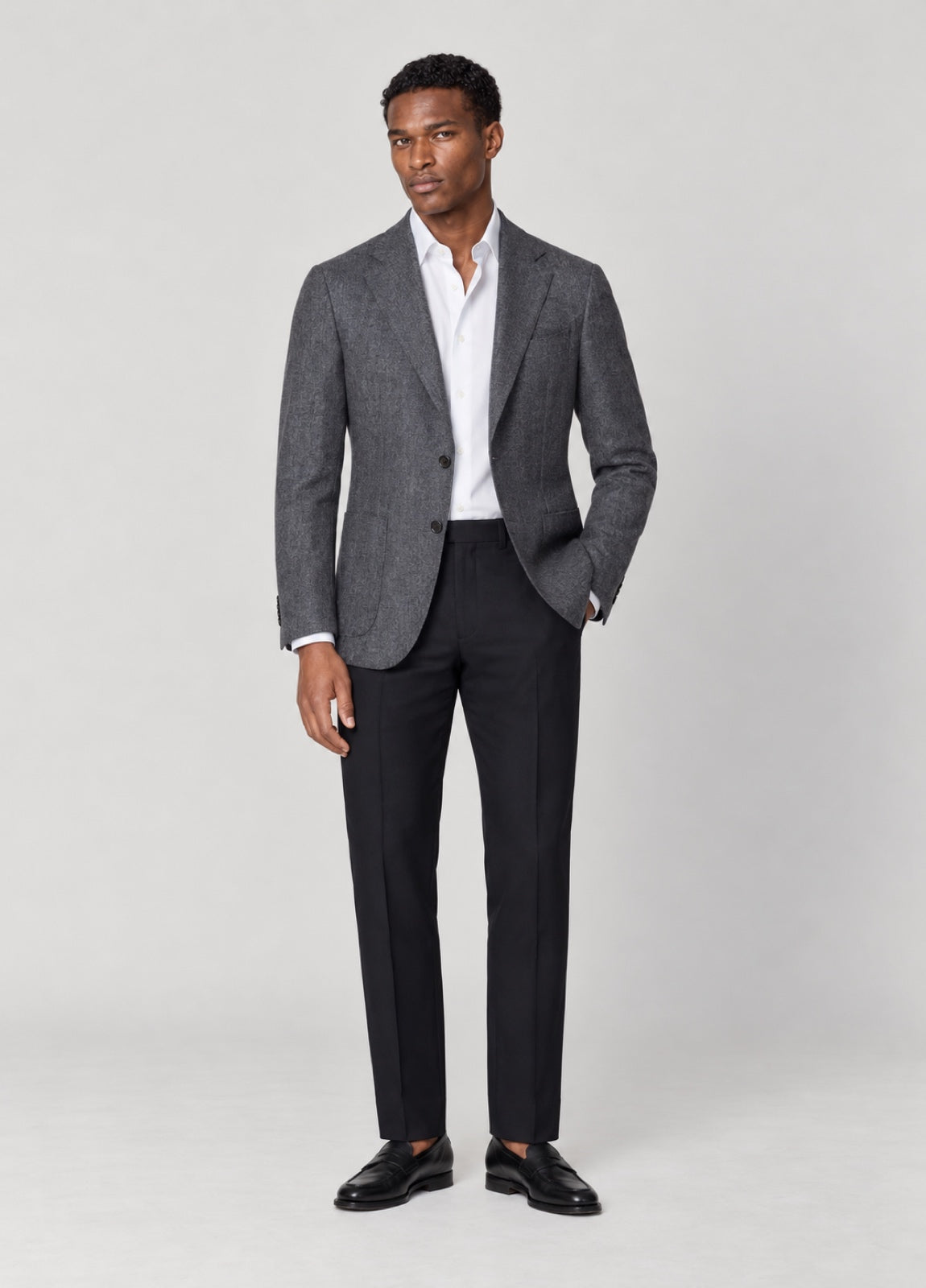 Blazer Oxford Tailored Fit 2 botones gris jaspeado