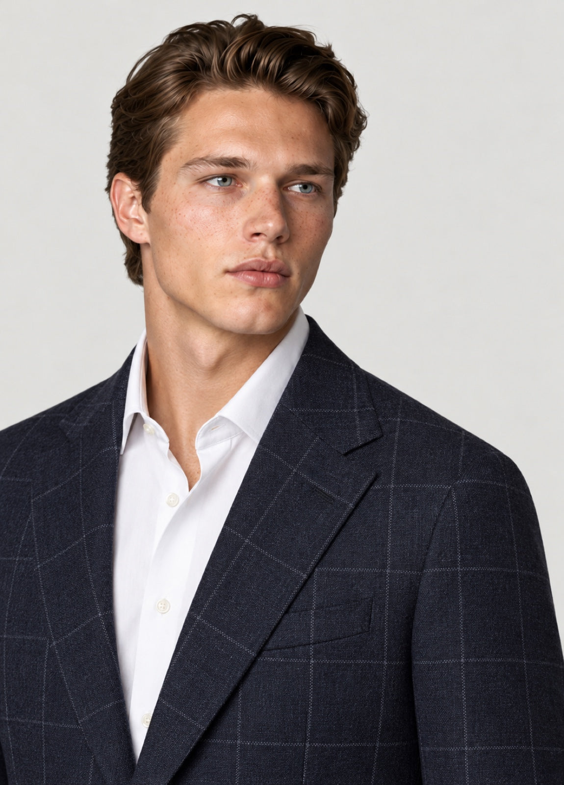 Blazer Oxford Tailored Fit 2 botones marino cuadro ventana blanco