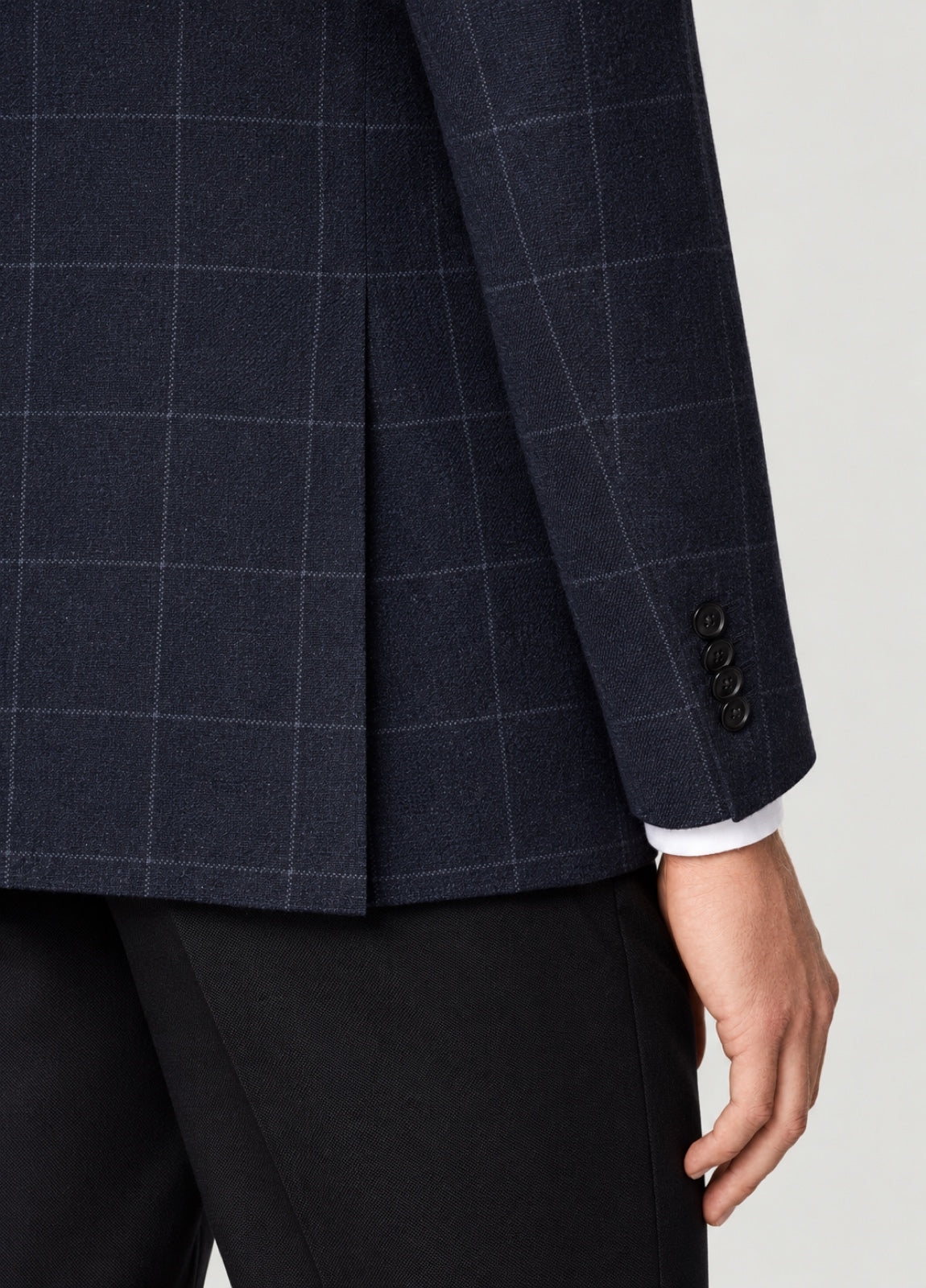 Blazer Oxford Tailored Fit 2 botones marino cuadro ventana blanco