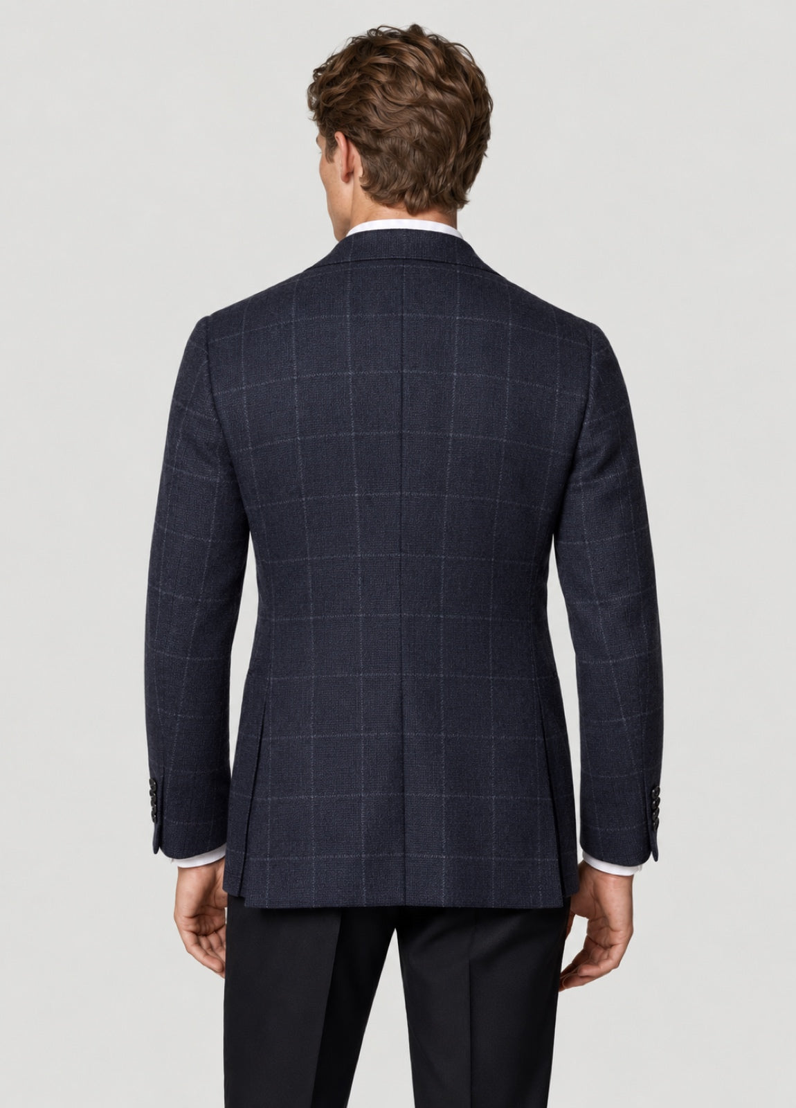 Blazer Oxford Tailored Fit 2 botones marino cuadro ventana blanco