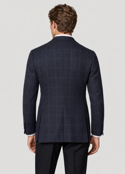 Blazer Oxford Tailored Fit 2 botones marino cuadro ventana blanco