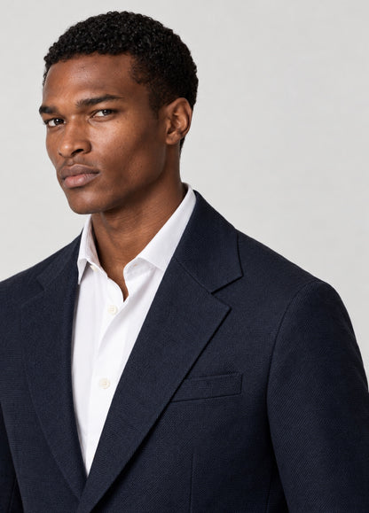 Blazer Oxford Tailored Fit 2 botones marino liso