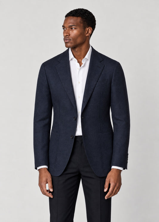 Blazer Oxford Tailored Fit 2 botones marino liso
