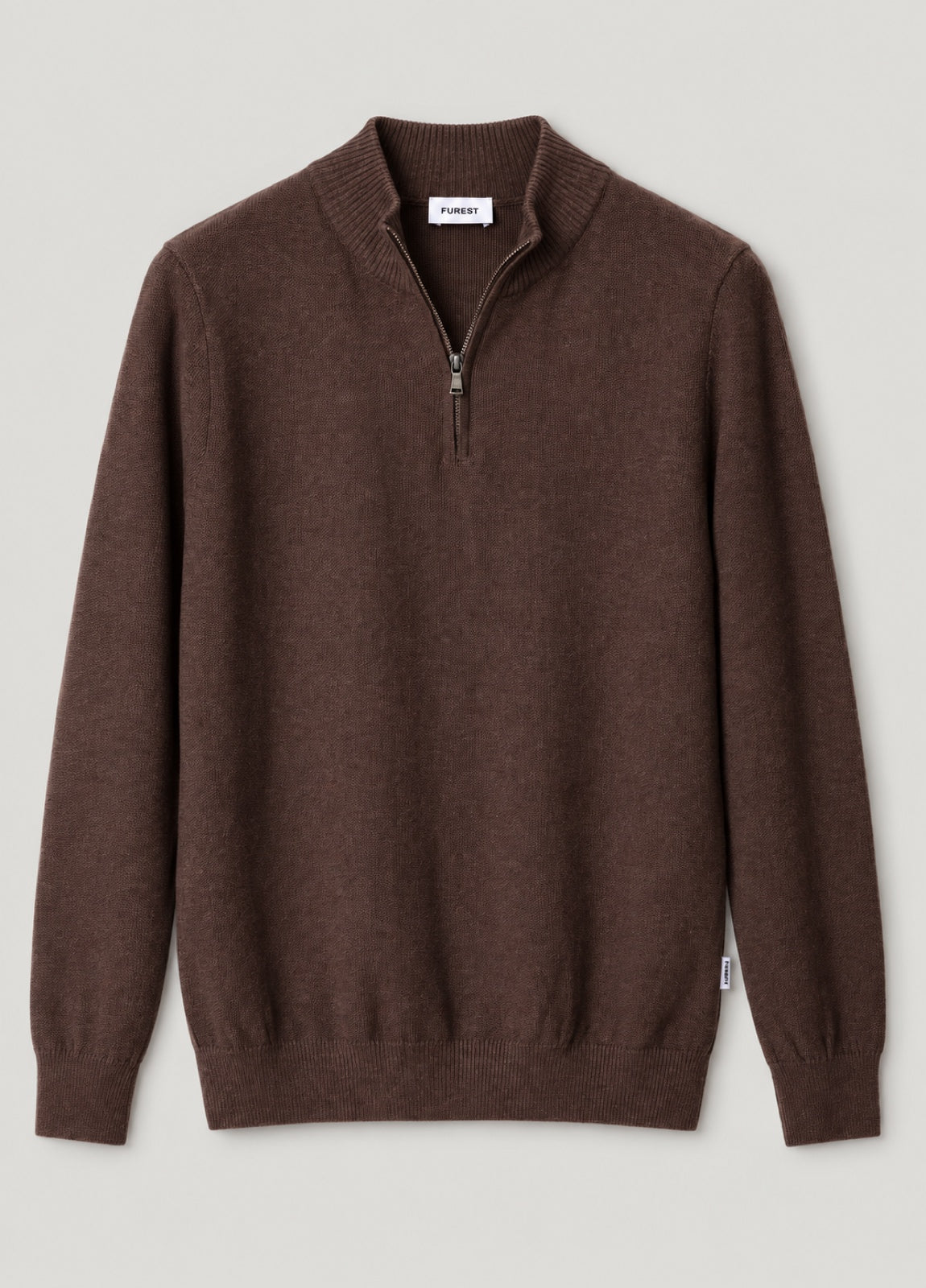 Jersey cuello zip punto de arroz marron